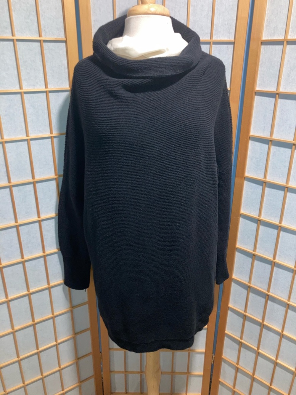 Free People Oversized Black Cowl-Neck Sweater (Item No. C3)